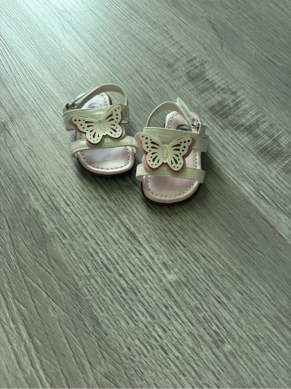 Kids Butterfly Strap Sandals in Light Pink and Cream